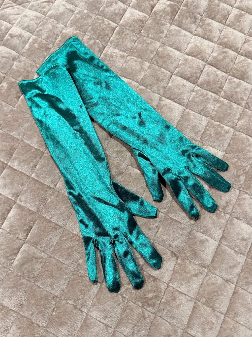 Emerald Satin Long Gloves - Women Accessories